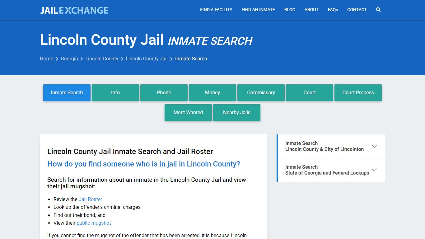 Lincoln County Jail Inmate Search - Jail Exchange