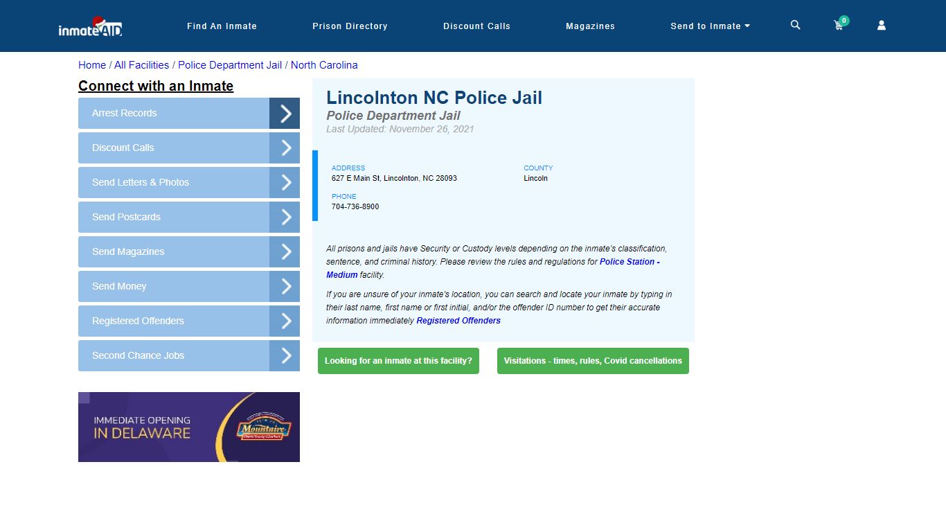 Lincolnton NC Police Jail & Inmate Search - Lincolnton, NC