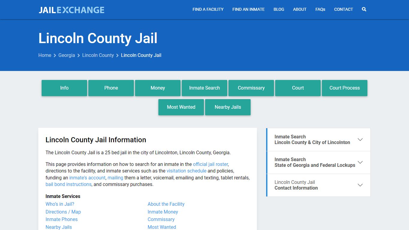 Lincoln County Jail, GA Inmate Search, Information